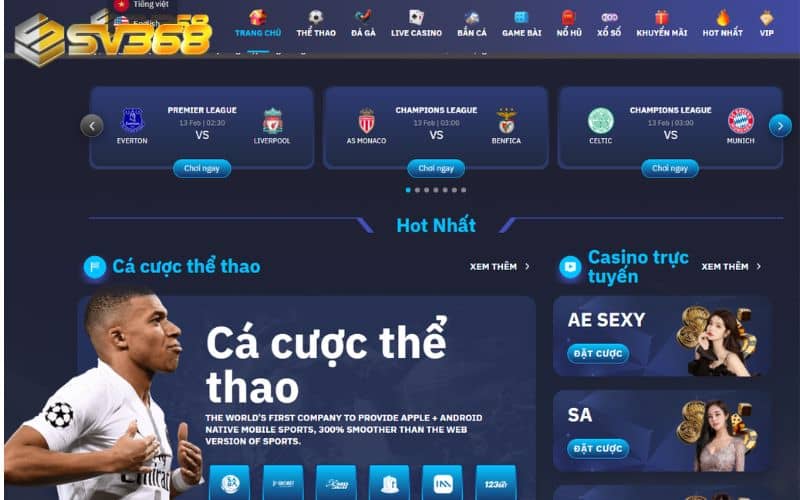 SV368 là nhà cái uy tín trong ngành cá cược trực tuyến